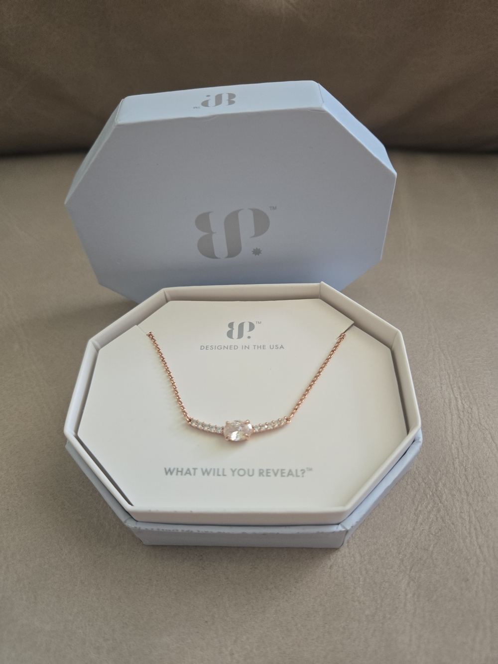 NWT Rose Gold Cubic Necklace with Diamond Cz Center Stone MSRP 124